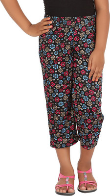 

Blue Girls Capri For Girls Floral Print(Black)