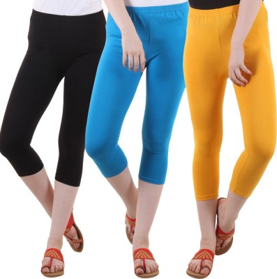 FASHA Women Light Blue, Black, Yellow Capri