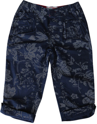 

Wow Mom Capri For Girls Printed Cotton(Dark Blue, Navy