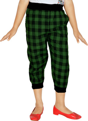 

Gkidz Capri For Girls Checkered Cotton(Green