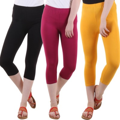 FASHA Women Maroon, Black, Yellow Capri