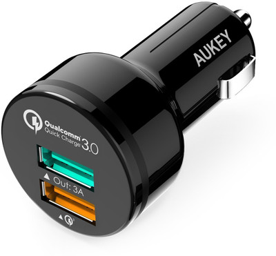 

Aukey 3.1 amp Turbo Car Charger(Multicolor), Black
