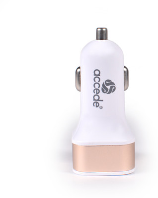 

ACCEDE 2.1 amp Turbo Car Charger(White), Gold;white