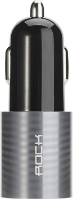 

Rock 2.1 amp Turbo Car Charger(Black, Grey), Black;tarnish