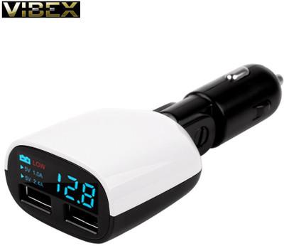 

Voltegic 3.4 amp Turbo Car Charger(White, Black), Black;white