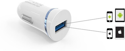 

Voltegic 2.1 amp Turbo Car Charger(White)