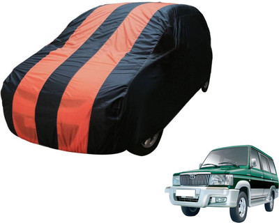 Auto Hub Car Cover For Toyota Qualis (Without Mirror Pockets)(Black, Orange)