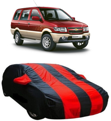 Accedre Car Cover For Chevrolet Tavera (With Mirror Pockets)(Red, Black)