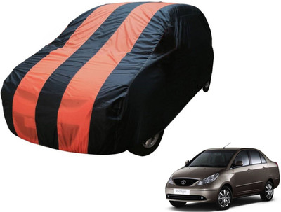 Auto Hub Car Cover For Tata Indigo CS (Without Mirror Pockets)(Black, Orange)