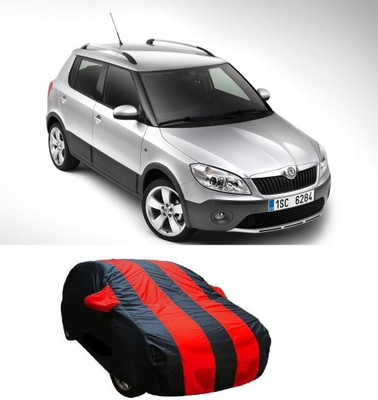 Accedre Car Cover For Skoda Fabia (With Mirror Pockets)(Red, Black)