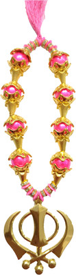 

Premang Decors Golden Khanda in coloured pearls Car Hanging Ornament(Pack of 1)