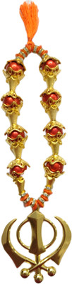 

Premang Decors Golden Khanda in Rust Pearls Car Hanging Ornament(Pack of 1)