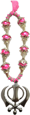 

Premang Decors Silver Khanda in Pink Pearls Car Hanging Ornament(Pack of 1)