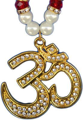 

premang decors Golden Studded Om in Crystal Beads Car Hanging Ornament(Pack of 1)