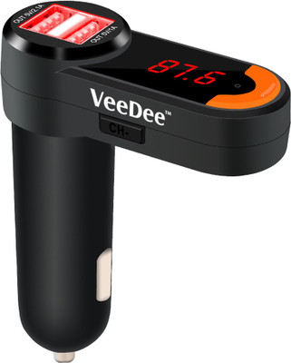 

VeeDee v2.1 Car Bluetooth Device with FM Transmitter, Car Charger(Black)