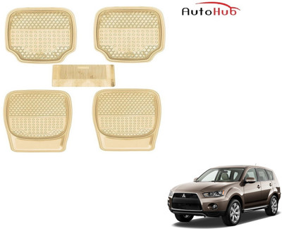 Auto Hub PVC (Polyvinyl Chloride), Rubber Standard Mat For  Mitsubishi Outlander(Beige)