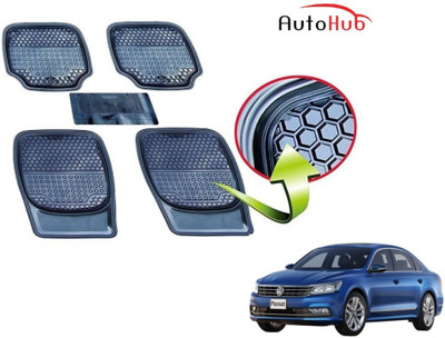 Auto Hub PVC (Polyvinyl Chloride), Rubber Standard Mat For  Volkswagen Passat(Black)
