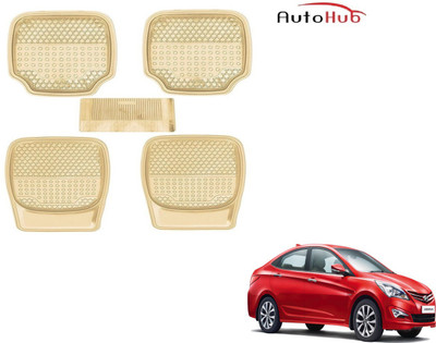 Auto Hub PVC (Polyvinyl Chloride), Rubber Standard Mat For  Hyundai Verna Fluidic(Beige)