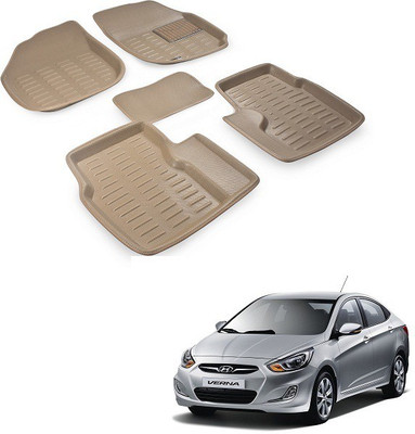 Everything Auto PVC (Polyvinyl Chloride) 3D Mat For  Hyundai Verna(Beige)