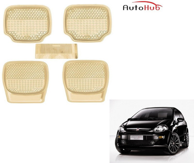 Auto Hub PVC (Polyvinyl Chloride), Rubber Standard Mat For  Fiat Punto Evo(Beige)
