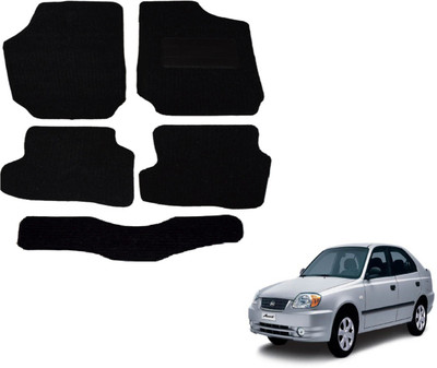 Auto Hub Fabric Standard Mat For  Hyundai Accent(Black)