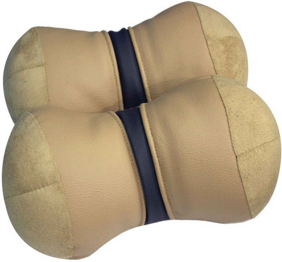 

Motor Duniya Beige Cotton Car Pillow Cushion for Universal For Car(Round)