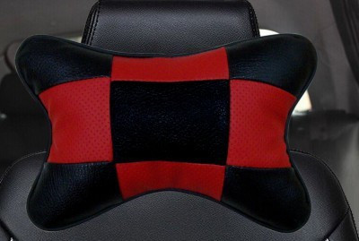 KOZDIKO Red, Black Leatherite Car Pillow Cushion for Universal For Car(Rectangular, Pack of 2)