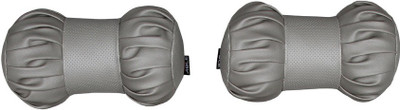 Able Auto Grey Leatherite Car Pillow Cushion for Audi(Round, Pack of 2)