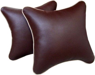 

Retina Brown Leather Car Pillow Cushion for Universal For Car(Rectangular, Pack of 2)