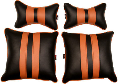Able Auto Black Leatherite Car Pillow Cushion for Chevrolet(Square, Pack of 4)