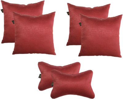 

Lushomes Red Polyester Car Pillow Cushion for Universal For Car(Square, Pack of 6)