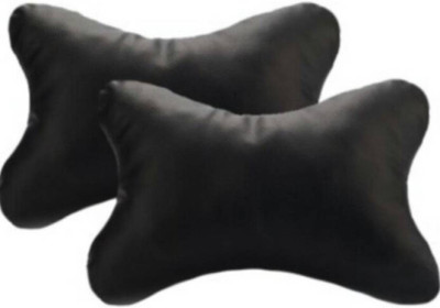 

FNU Black Leatherite Car Pillow Cushion for Universal For Car(Rectangular)