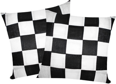 

Zikrak Exim Black, White Polyester Car Pillow Cushion for Universal For Car(Square, Pack of 2)