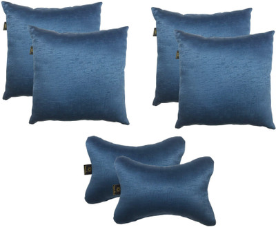 

Lushomes Blue Polyester Car Pillow Cushion for Universal For Car(Square, Pack of 6)