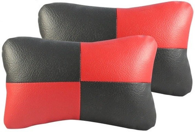 75% OFF on Vheelocityin Black, Red Leatherite Car Pillow Cushion for Universal For Car(Rectangular, Pack of 2)