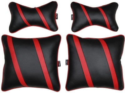 Able Auto Red Leatherite Car Pillow Cushion for Audi(Square, Pack of 4)