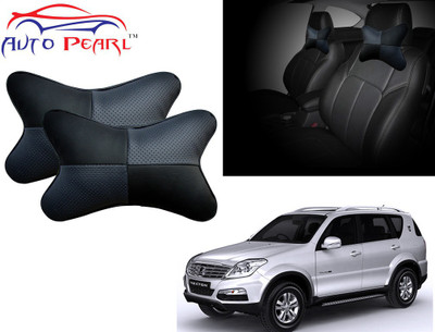 AUTO PEARL Black, Grey Leatherite Car Pillow Cushion for Mahindra(Rectangular, Pack of 2)