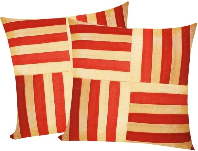 ZIKRAK EXIM Striped Cushions Cover(Pack of 2, 40 cm*40 cm, Beige, Peach)