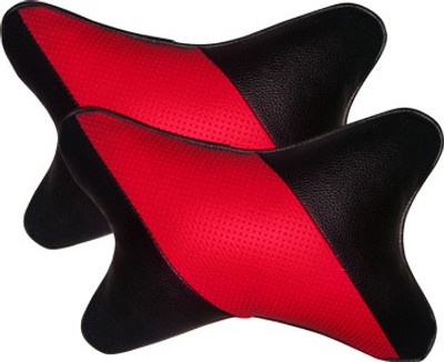 KOZDIKO Black, Red Leatherite Car Pillow Cushion for Universal For Car(Rectangular, Pack of 2)