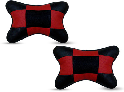 AUTO PEARL Red, Black Leatherite Car Pillow Cushion for Mahindra(Rectangular, Pack of 2)