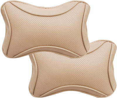 AUTO PEARL Beige Leatherite Car Pillow Cushion for Honda(Rectangular, Pack of 2)