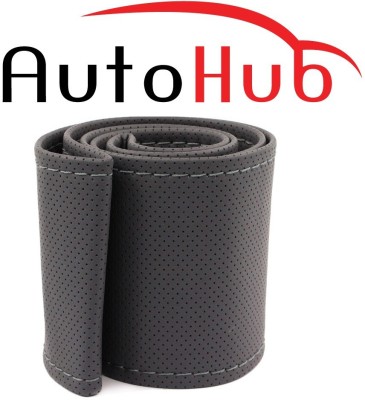 Auto Hub Hand Stiched Steering Cover For Hyundai Eon(Grey, Leatherite)