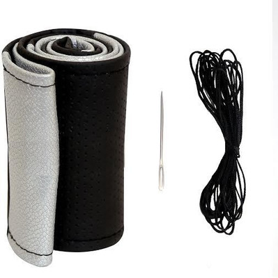 AUTOGARH Hand Stiched Steering Cover For Tata Aria(Silver, Black, Leather)