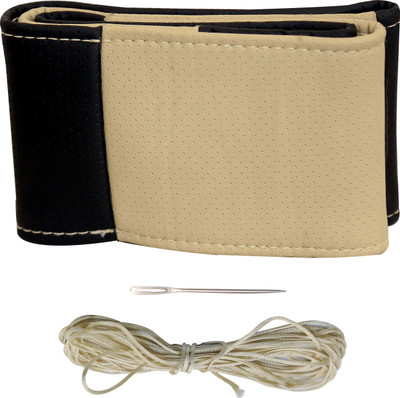 AUTOGARH Hand Stiched Steering Cover For Tata Aria(Beige, Black, Leather)