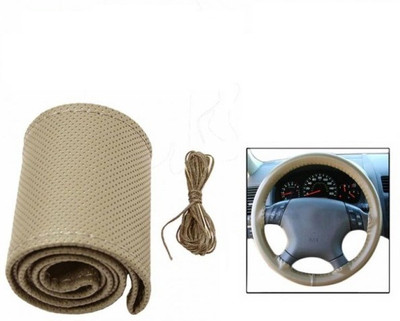 Take Care Hand Stiched Steering Cover For Renault Koleos(Beige, Leatherite)