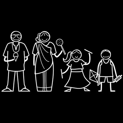 

The Indian Family Sticker Family Sticker for Windows, Bumper, Sides(White, Transparent)
