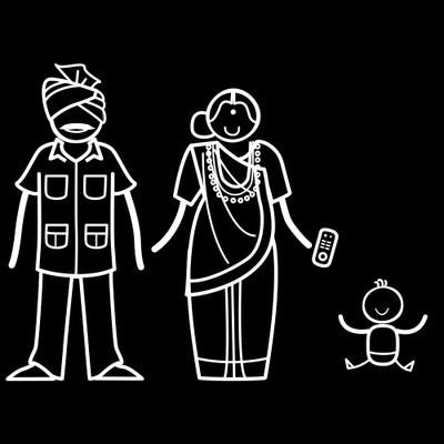 

The Indian Family Sticker Family Sticker for Windows, Bumper, Sides(White, Transparent)
