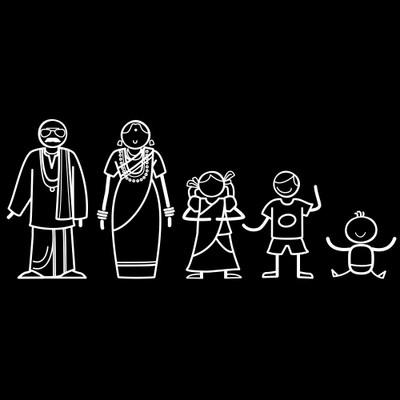 

The Indian Family Sticker Family Sticker for Windows, Bumper, Sides(White, Transparent)