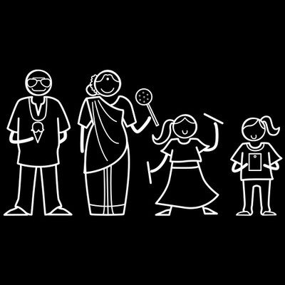 

The Indian Family Sticker Family Sticker for Windows, Bumper, Sides(White, Transparent)