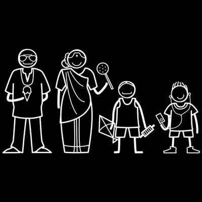 

The Indian Family Sticker Family Sticker for Windows, Bumper, Sides(White, Transparent)